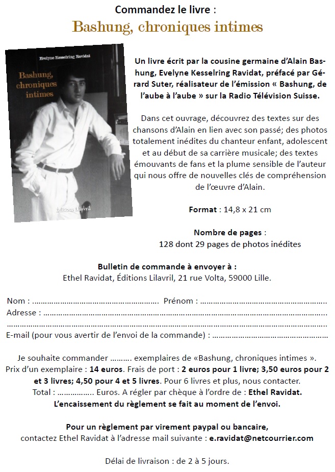 Bon de commande bashung chroniques intimes